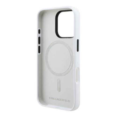 Karl Lagerfeld для iPhone 16 Pro Max чехол Liquid Silicone Sketch Karl&Choupette White (MagSafe)