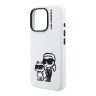 Karl Lagerfeld для iPhone 16 Pro Max чехол Liquid Silicone Sketch Karl&Choupette White (MagSafe)
