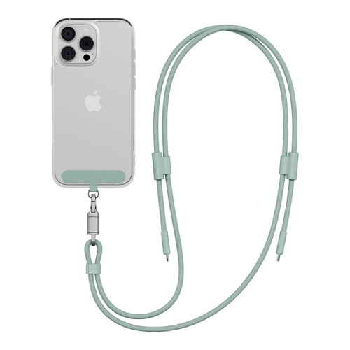 Energea Кабель +Ремешок Lasso 2in1 USB-C to USB-C cable PD240W 5A +Crossbody phone strap 1.5m Sage