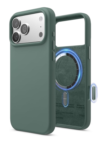 Elago для iPhone 17 Pro чехол Magnetic Silicone Midnight Green (MagSafe)