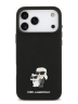 Karl Lagerfeld для iPhone 17 Pro чехол Liquid silicone NFT Karl & Choup Metal pin & Camera Hard Black