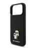 Karl Lagerfeld для iPhone 17 Pro чехол Liquid silicone NFT Karl & Choup Metal pin & Camera Hard Black