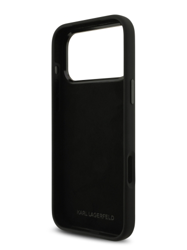 Karl Lagerfeld для iPhone 17 Pro чехол Liquid silicone NFT Karl & Choup Metal pin & Camera Hard Black