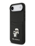 Karl Lagerfeld для iPhone Air чехол PU Saffiano NFT Karl & Choupette metal with Cardslot  Hard Black