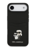 Karl Lagerfeld для iPhone Air чехол PU Saffiano NFT Karl & Choupette metal with Cardslot  Hard Black