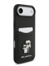 Karl Lagerfeld для iPhone Air чехол PU Saffiano NFT Karl & Choupette metal with Cardslot  Hard Black