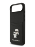 Karl Lagerfeld для iPhone Air чехол PU Saffiano NFT Karl & Choupette metal with Cardslot  Hard Black