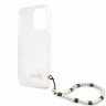 Чехол Guess Script logo Hard +Pearl strap White для iPhone 13 Pro Max, прозрачный