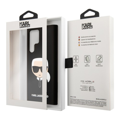 Чехол Karl Lagerfeld Liquid silicone Karl's Head Hard для Galaxy S22 Ultra, черный