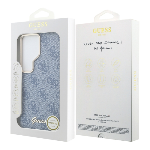 Guess для Galaxy S26 Ultra чехол PU 4G Script metal logo & Camera Hard Blue (MagSafe)