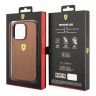 Кожаный чехол Ferrari Leather Stamped sides Hard для iPhone 14 Pro Max, коричневый