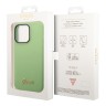 Чехол Guess Liquid Silicone Gold Metal logo для iPhone 14 Pro Max, зеленый