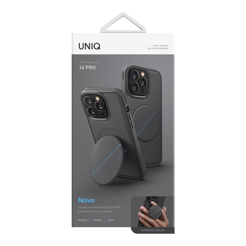 Чехол подставка Uniq NOVO with magnetic grip для iPhone 14 Pro, серый