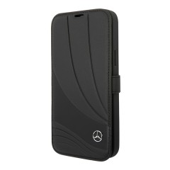 Кожаный чехол Mercedes Leather Wave III Booktype для iPhone 14 Pro Max, черный