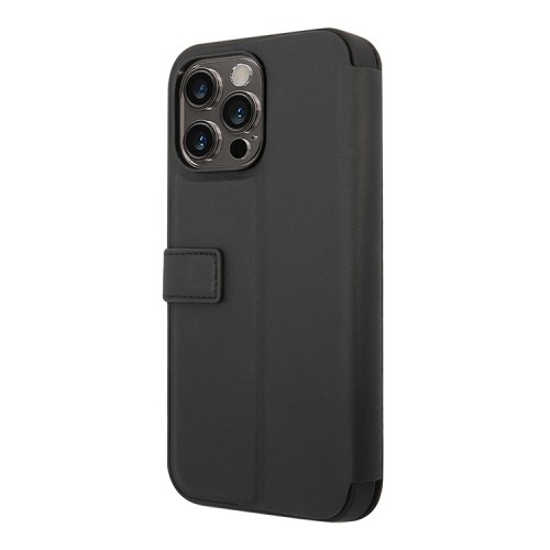 Кожаный чехол Mercedes Leather Wave III Booktype для iPhone 14 Pro Max, черный