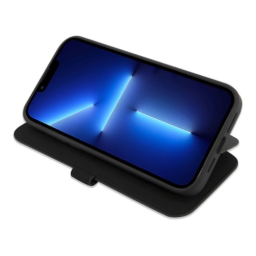 Кожаный чехол Mercedes Leather Wave III Booktype для iPhone 14 Pro Max, черный