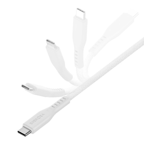 EnergEA Кабель FLOW USB-C to USB-C PD240W 5A Nanoweave Magnetic tie White (1.5 метра)