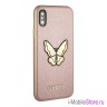 Guess Patch Butterfly Saffiano чехол для iPhone X/XS, розовый