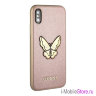 Чехол Guess Patch Butterfly Saffiano Hard для iPhone X/XS, розовый