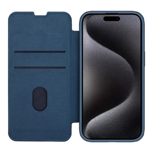 Nillkin для iPhone 15 Pro Max чехол QIN Pro (Cloth) Booktype Elite Blue