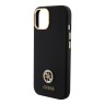 Guess для iPhone 15 Plus чехол Liquid silicone with 4G Diamond metal logo Hard Black