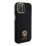 Guess для iPhone 15 Plus чехол Liquid silicone with 4G Diamond metal logo Hard Black
