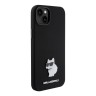 Karl Lagerfeld для iPhone 15 Plus чехол Liquid silicone NFT Choupette metal pin Hard Black