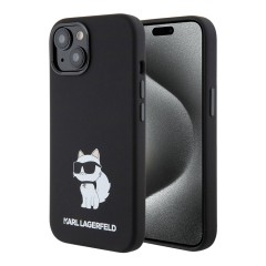 Karl Lagerfeld для iPhone 15 чехол Liquid silicone NFT Choupette Hard Black