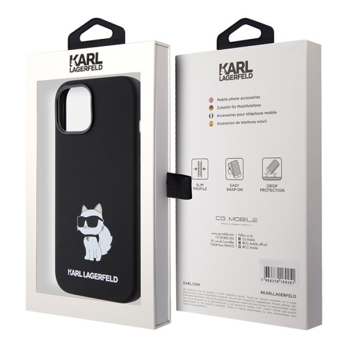 Karl Lagerfeld для iPhone 15 чехол Liquid silicone NFT Choupette Hard Black