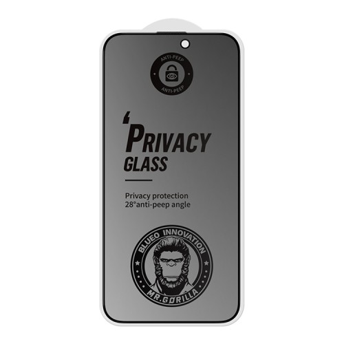 BlueO стекло для iPhone 15, Anti-peep Matte Black (антишпион/матовое)