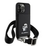 Karl Lagerfeld для iPhone 14 Pro Max чехол Crossbody cardslot PU Saffiano NFT Karl&Choup Metal Hard Black