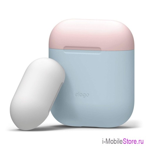 Чехол Elago Silicone DUO для AirPods 1/2, Pastel Blue с крышками Pink и White