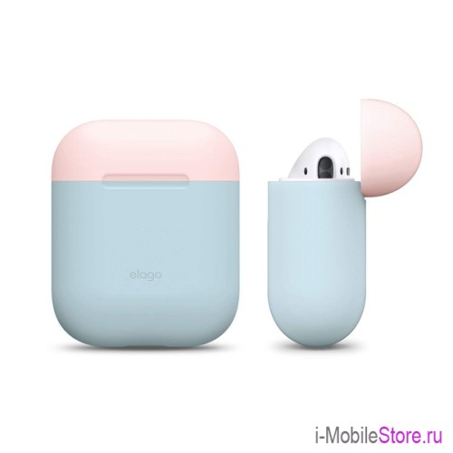 Чехол Elago Silicone DUO для AirPods 1/2, Pastel Blue с крышками Pink и White