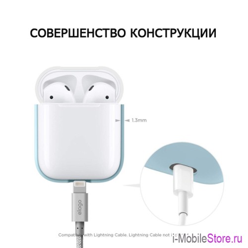 Чехол Elago Silicone DUO для AirPods 1/2, Pastel Blue с крышками Pink и White