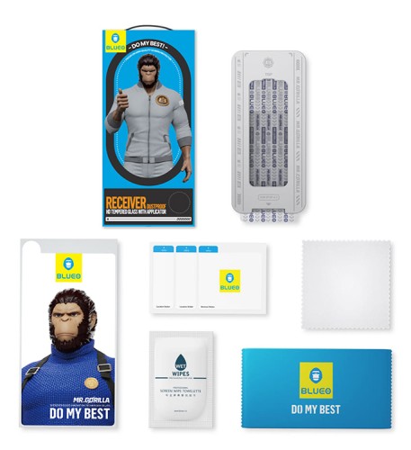 BlueO стекло для iPhone 16 Pro Max, Large arc Anti-Dust Anti-Stat Black (динамик) +installerPro