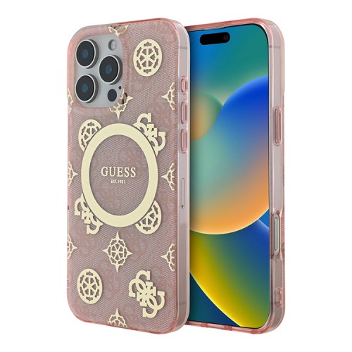 Guess для iPhone 16 Pro Max чехол PC/TPU 4G Peony Pink (MagSafe)
