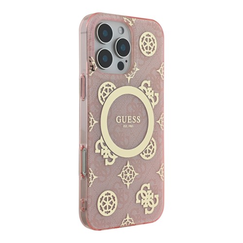 Guess для iPhone 16 Pro Max чехол PC/TPU 4G Peony Pink (MagSafe)