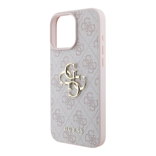 Guess для iPhone 16 Pro чехол PU кожа 4G Big metal logo Pink