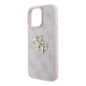 Guess для iPhone 16 Pro чехол PU кожа 4G Big metal logo Pink