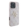 Guess для iPhone 16 Pro чехол PU кожа 4G Big metal logo Pink
