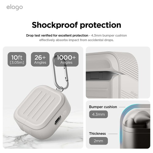 Elago для Galaxy Buds 3/3 Pro чехол Armor Silicone Hang case Stone