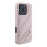 Karl Lagerfeld для iPhone 16 Pro Max чехол PU Quilted Signature metal logo Hard Pink