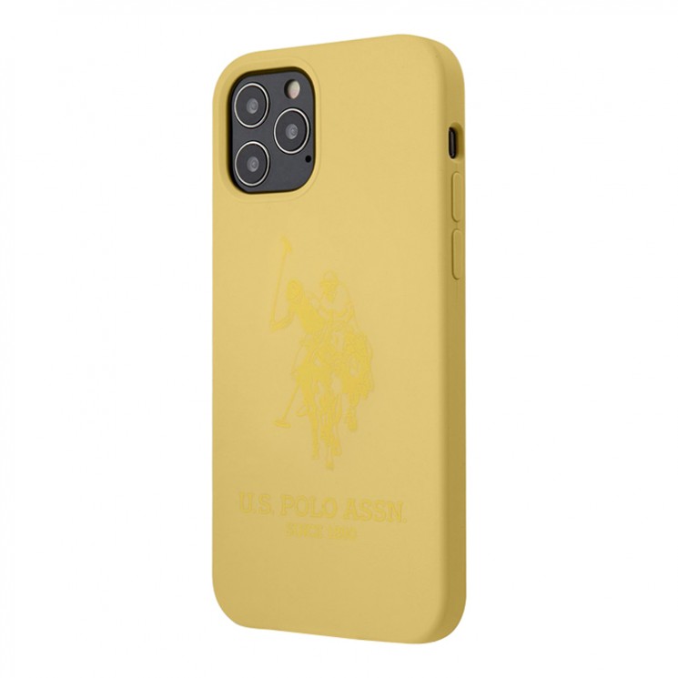 Чехол U.S. Polo Assn. Liquid Silicone Double horse Hard для iPhone 12 | 12 Pro, желтый