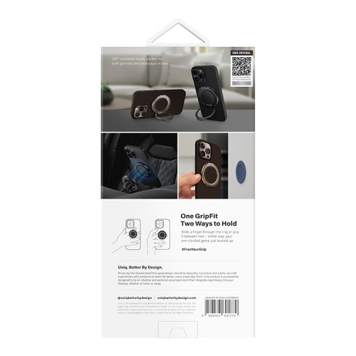 Uniq для iPhone 16 Pro чехол KEVA AIR Kevlar + GripFit Premium Mount Brown (MagSafe)