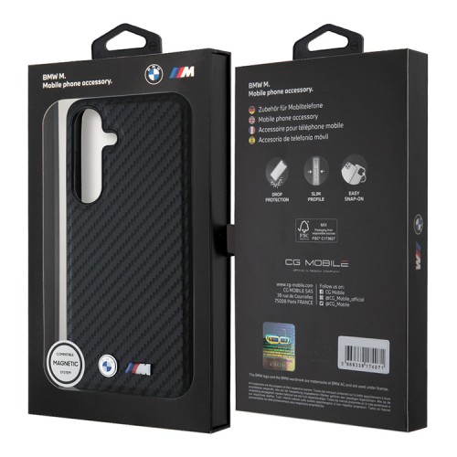 BMW для Galaxy S25+ чехол M-Collection PU Carbon Metal logo Hard Black (MagSafe)