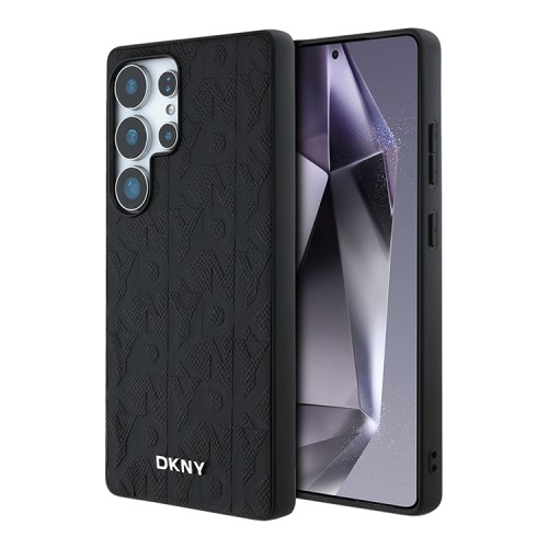 DKNY для Galaxy S25 Ultra чехол PU Grid pattern Metal logo Hard Black (MagSafe)