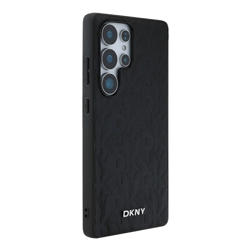 DKNY для Galaxy S25 Ultra чехол PU Grid pattern Metal logo Hard Black (MagSafe)