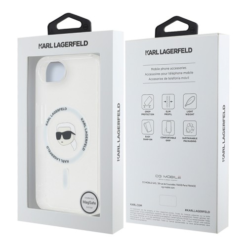 Karl Lagerfeld для iPhone 16e чехол PC/TPU NFT Karl Head Hard White (MagSafe)