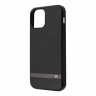 Чехол BMW M-Collection Real carbon Aluminium stripe Hard для iPhone 12 Pro Max, черный