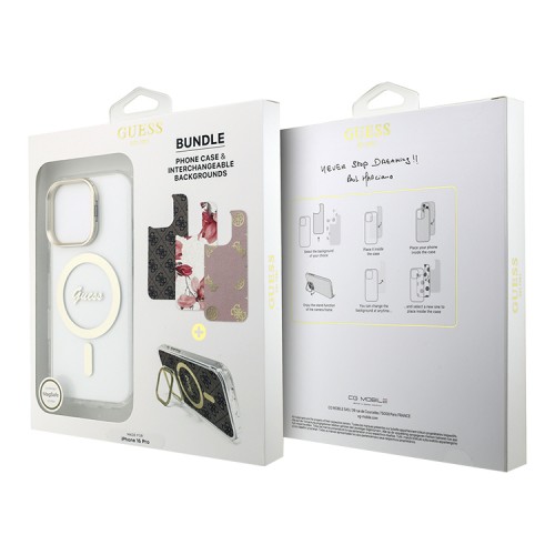 Guess для iPhone 16 Pro чехол PC/TPU Interchangable Backgrounds and Camera Stand Hard V3